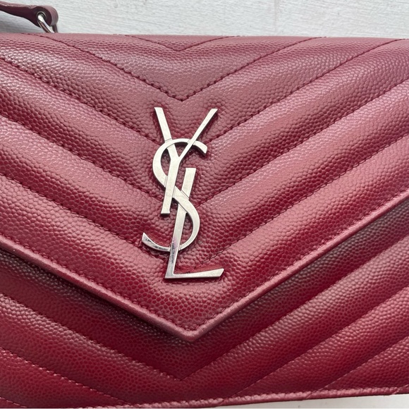 YSL Saint Laurent Monogram Cassandre WOC Mono Grain De Poudre Burgundy - Picture 3 of 13
